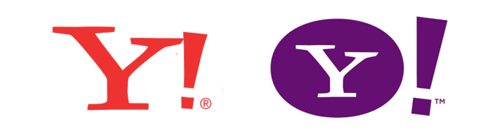 Versiones apocopadas del logotipo anterior de Yahoo, una prestación que no ofrece el nuevo