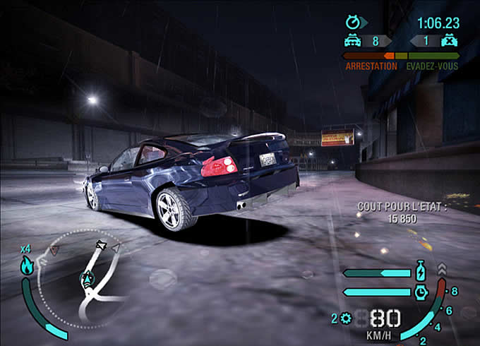 Ejemplo de interfaz del juego Need for Speed