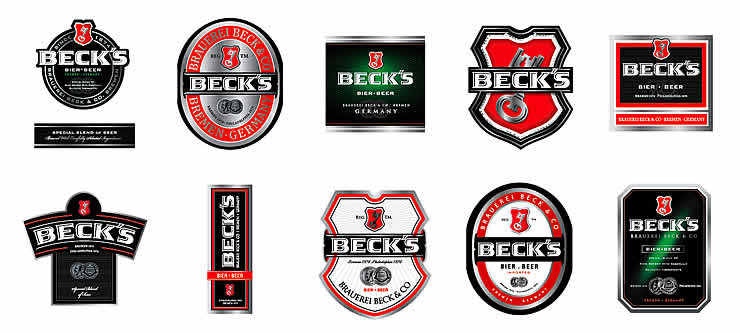 Algunas de las alternativas presentadas en la primera etapa para el diseño de la linea de cerveza Beck’s.
