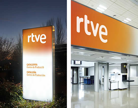 Totem para exterior y señalizacion interior de RTVE